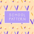 Seamless pattern. Repeated flat style, pencil, eraser for backdrop, wallpaper, landing page, site, print. Vector Royalty Free Stock Photo