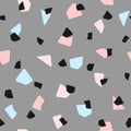 Seamless pattern with repeating different geometric shapes. Simple girly print.