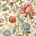 seamless pattern repeating Indian Chintz flower , generated by AI