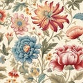 seamless pattern repeating Indian Chintz flower , generated by AI