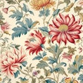 seamless pattern repeating Indian Chintz flower , generated by AI