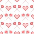 Seamless pattern with repeating lollipops and hearts. Cute girly print. Royalty Free Stock Photo