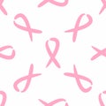 Seamless pattern with repeating pink ribbon.