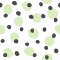 Seamless pattern with repeating round spots painted with watercolour brush. Grunge, watercolor, sketch.