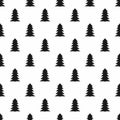 Seamless pattern with repeating silhouettes of Christmas trees. Simple print. Royalty Free Stock Photo