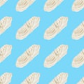 Seamless pattern of a skein of white rope on blue background