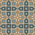 Seamless pattern retro ceramic tile design with floral ornate Royalty Free Stock Photo