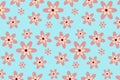 Seamless pattern of retro flowers in light blue background. Vector illustration used for backgroud, wallpaper, backdrop,