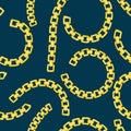 Seamless pattern with retro hand-drawn sketch golden chain on dark background. Drawing engraving texture. Great design Royalty Free Stock Photo