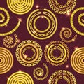 Seamless pattern with retro hand-drawn sketch golden chain on dark background. Drawing engraving texture. Great design Royalty Free Stock Photo