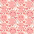 Seamless pattern with retro pink colors hearts. Royalty Free Stock Photo