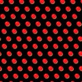 Seamless pattern in retro style with dot pattern.Christmas red balloons on a black background. Royalty Free Stock Photo