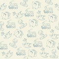 Seamless pattern with retro toys