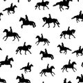 Black equestrian silhouettes on the white background