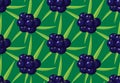 Seamless pattern with ripe acai berries, leaves. Brazilian superfruit. Euterpe oleracea. Superfood for healthy life