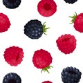 Seamless pattern of ripe berry blackberries and raspberries