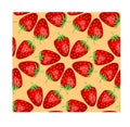 Seamless pattern with ripe, bright, juicy, colorful, large strawberries.