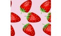 Seamless pattern with ripe, bright, juicy, colorful, large strawberries.