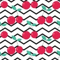 Pattern with cute cherries on stripes Royalty Free Stock Photo