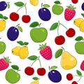 Seamless Pattern of Ripe Fruits and Berries