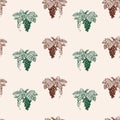 Seamless pattern of ripe grape clusters