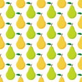 Seamless pattern from ripe green and yellow pears