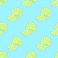 Seamless pattern. Ripe juicy tropical lime background. Vector card illustration.