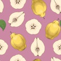 Seamless Pattern with Ripe Quince