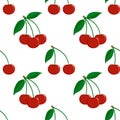 Seamless pattern from ripe red berries of a cherry