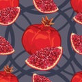 Seamless pattern of ripe red garnet