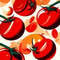 Seamless pattern with ripe tomatoes. Vector illustration for your design AI generated Royalty Free Stock Photo