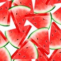 Seamless pattern with ripe watermelons