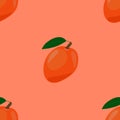 Seamless Pattern with Ripe Yummy Mango Royalty Free Stock Photo