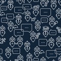 Seamless pattern robot assistant in line style. Vector icon pattern.