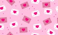 Seamless pattern with Romantic love letter for Valentine\'s day. Envelope, heart. Valentine\'s Day backgro