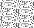 Seamless pattern on romantic theme. Vector illustration. doodle Wedding pattern. Valentine hearts