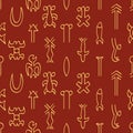 Seamless pattern with Rongorongo glyphs Royalty Free Stock Photo