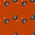 Seamless pattern of rooster. Domestic animals on colorful background. Vector illustration for textile