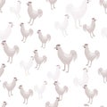 Seamless pattern of rooster. Domestic animals on colorful background. Vector illustration for textile