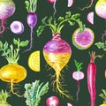 Seamless pattern of root vegetables