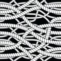 Seamless pattern rope woven vector, abstract illustrative background. Navy tangled marine ropes endless design. Usable for fabric