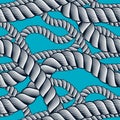 Seamless pattern rope woven vector, abstract illustrative background. Navy tangled marine ropes endless design. Usable for fabric