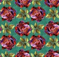 Seamless pattern with Roses in colage style Royalty Free Stock Photo