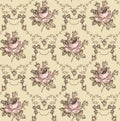 Seamless pattern Roses Damascus isolated flowers Vintage background Damascus Wallpaper Drawing engraving Illustration retro Royalty Free Stock Photo