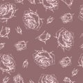 Seamless Pattern with Roses . Detailed hand-drawn sketches, vector Royalty Free Stock Photo