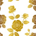 Seamless pattern with roses garden on monotone gold color,for fashion,fabric,textile,print or wallpaper