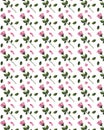 Seamless pattern with roses, leafs