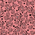 Seamless pattern with roses in pink