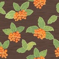 Seamless pattern with rowanberries