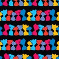 Seamless pattern of rows candies in colorful wrappers